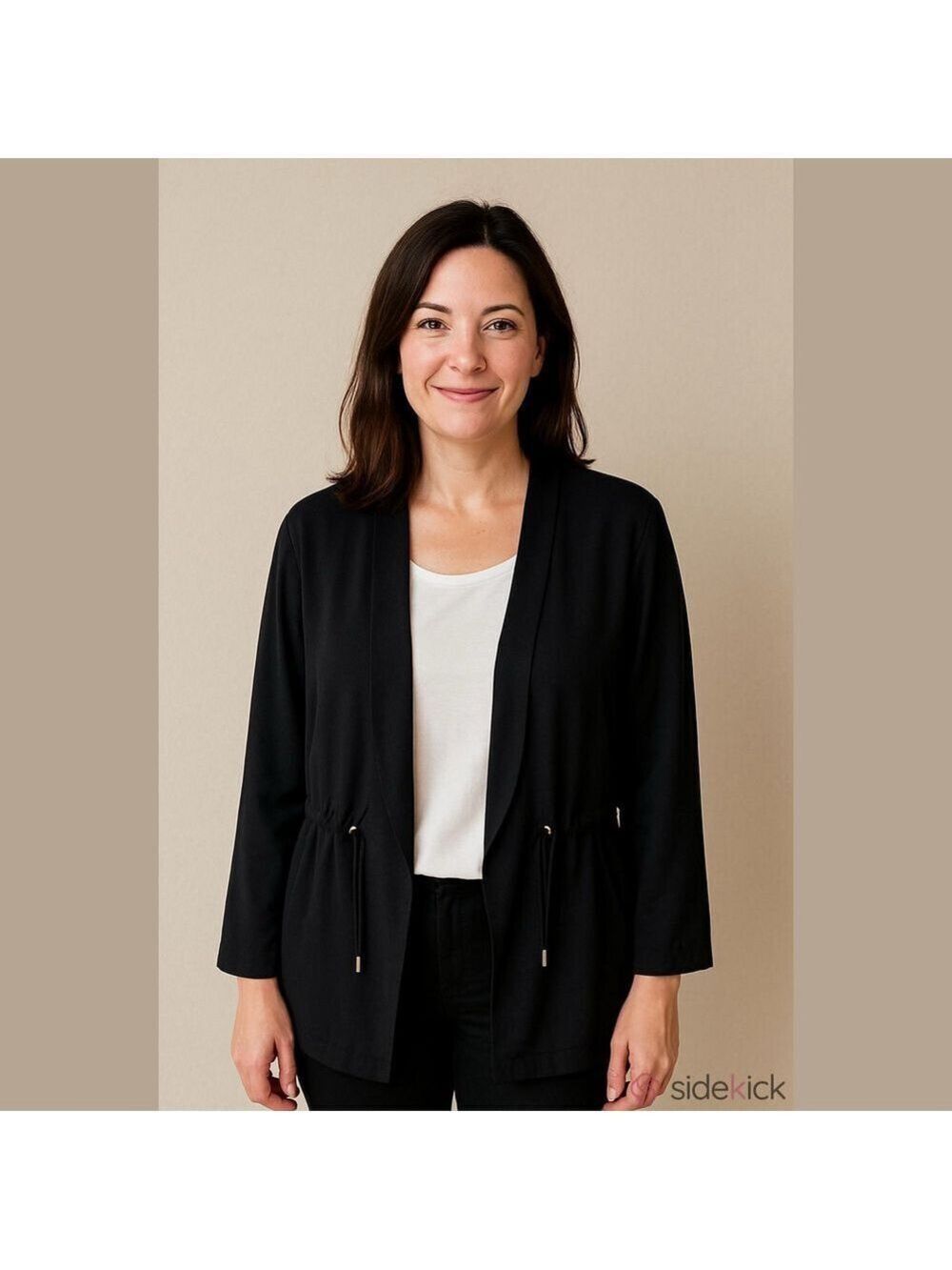 Zara faux suede, open draped cardigan with adjustable ties Medium normcore